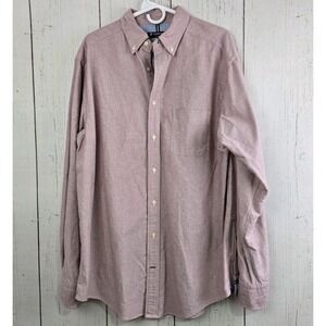 Cremieux Shirt Mens Large Tall Red 100% Cotton Long Sleeve Button Front Pocket